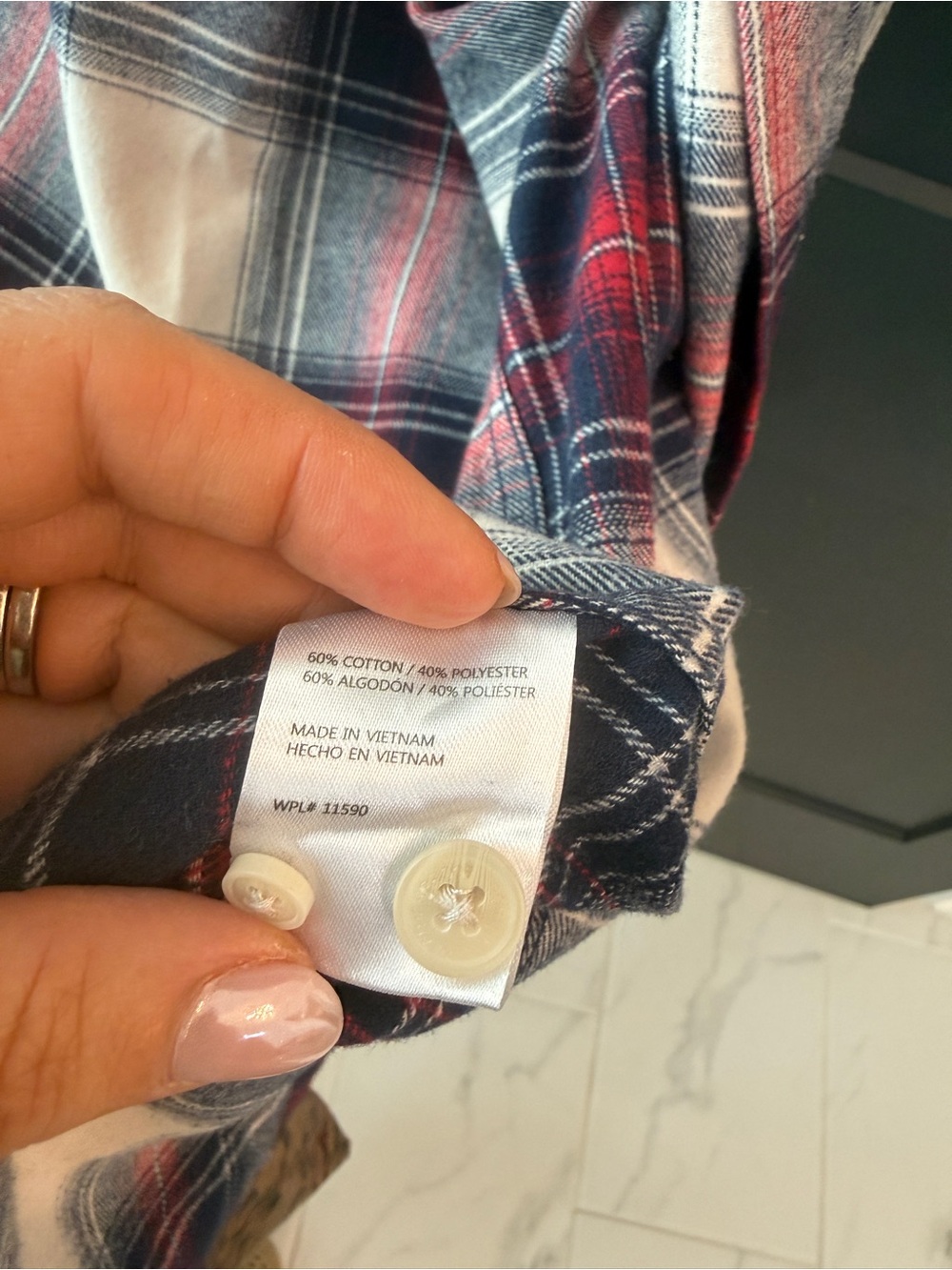 Weatherproof Men’s Red, Navy & White Plaid Button-Down Shirt - Picture 3 of 5